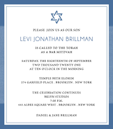 Simple Blue Bar Mitzvah Invitation